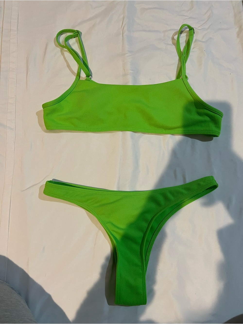 Sunny Bunny Neon Green Ribbed Bikini Set